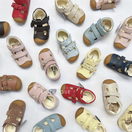 26SS新款bundgaard儿童兔子鞋学步凉鞋小花软底手工纯皮防滑防踢