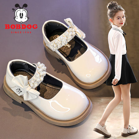 巴布豆女童鞋子公主鞋2026新款春季儿童软底小皮鞋女孩英伦风单鞋