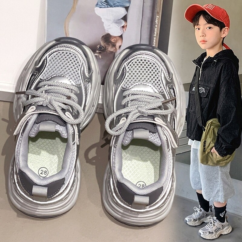 李宇新男童运动鞋2026新款夏季儿童防滑老爹网鞋单网面透气跑步鞋主图
