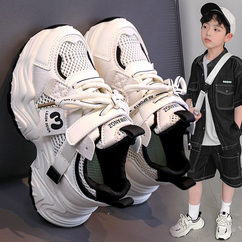李宇新男童鞋子2026夏季新款儿童运动小白鞋透气单网老爹鞋中大童主图