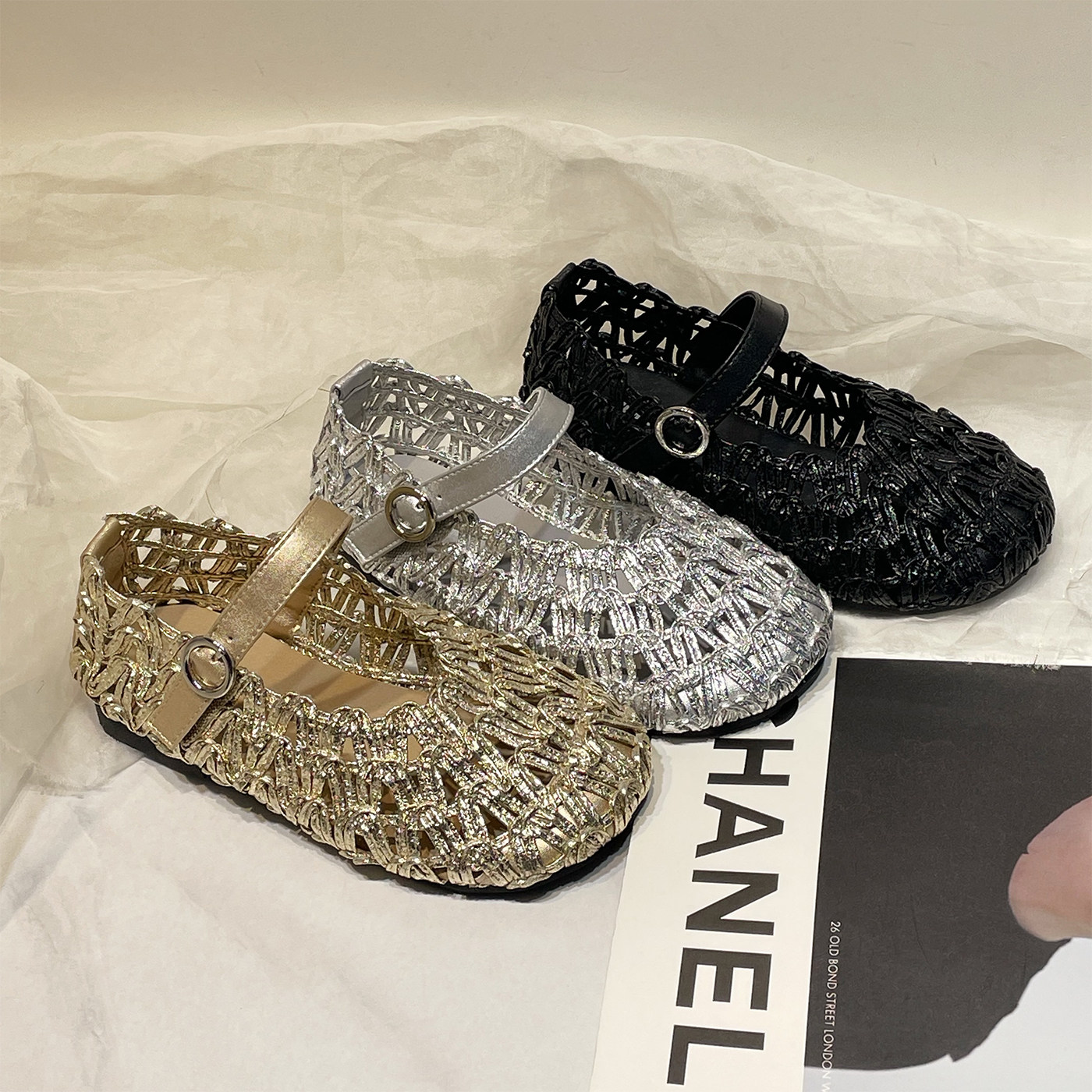 左左家HKTZOZO女童镂空浅口凉鞋2026新款儿童户外休闲时尚公主鞋主图