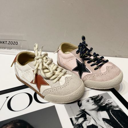 左左家2026春季新款儿童休闲鞋学生板鞋时尚潮流星星百搭魔术贴