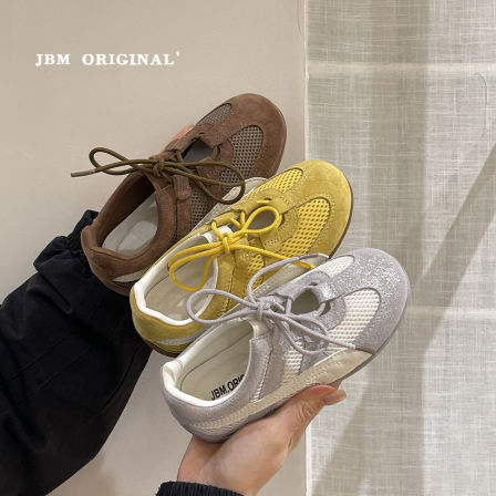 JBM 春夏新款儿童网面透气德训鞋女童芭蕾风镂空一脚蹬单鞋阿甘鞋