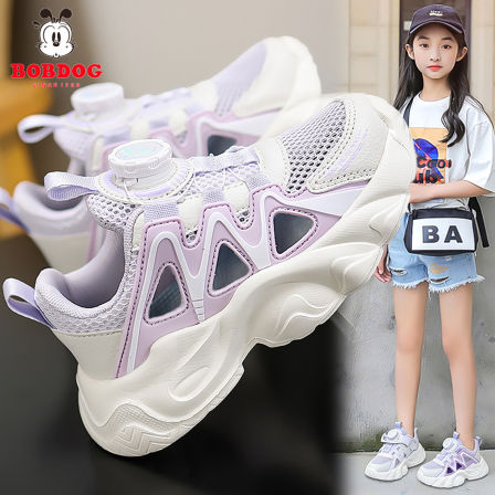 巴布豆凉鞋女孩夏季女童软底儿童运动鞋网面透气中大童镂空单网鞋