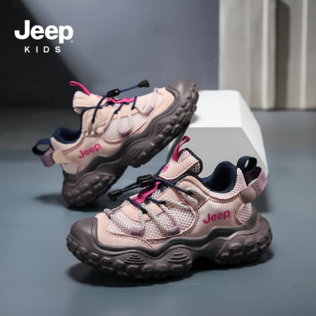 jeep女童鞋子春夏2026新款休闲透气运动鞋网面女孩轻便儿童老爹鞋