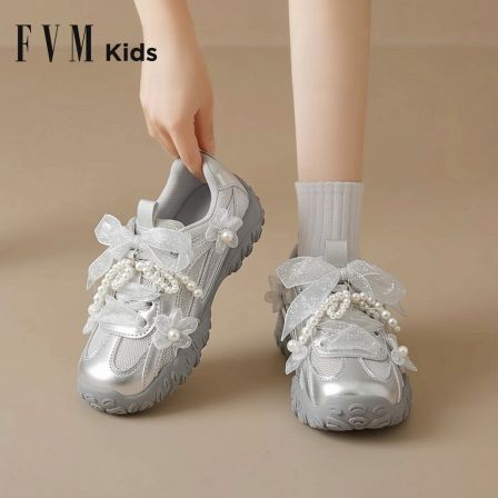 女童鞋子儿童老爹运动鞋2026新款春季大童芭蕾网面透气春款跑步鞋