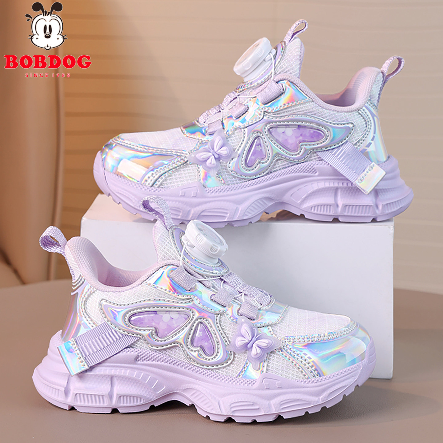 巴布豆女童鞋子春季儿童运动鞋软底公主女孩老爹鞋旋转扣网面爆款主图