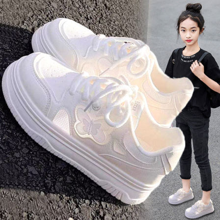 官网C&K女童小白鞋2026春夏款儿童网面透气运动女孩学生白色板鞋