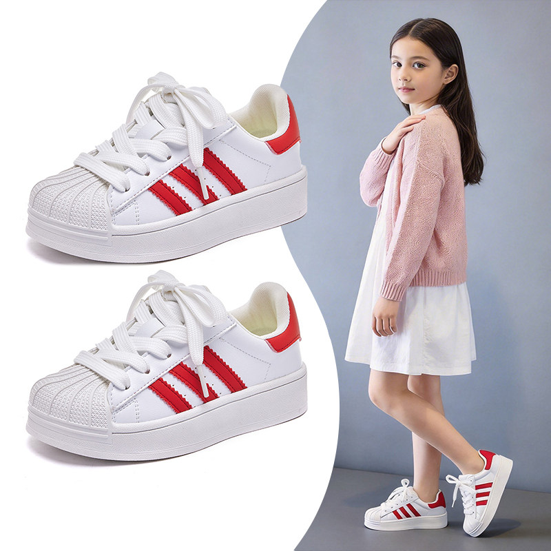 儿童板鞋2026春秋季新款男女童百搭休闲运动鞋低帮鞋子真皮小白鞋主图