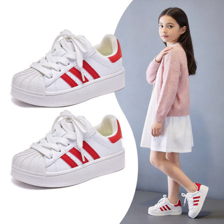 儿童板鞋2026春秋季新款男女童百搭休闲运动鞋低帮鞋子真皮小白鞋