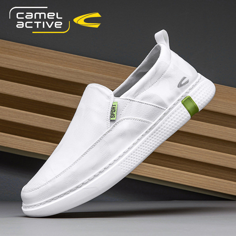 德国骆驼动感男鞋夏季透气一脚蹬懒人帆布鞋男休闲百搭软底乐福鞋主图