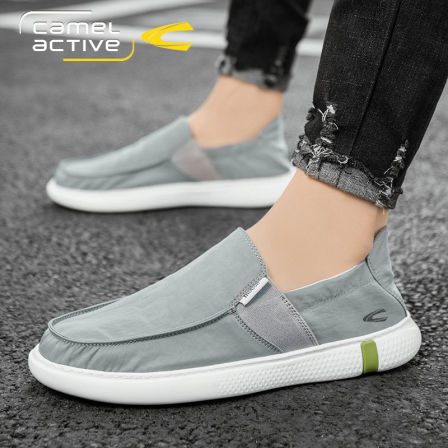 德国骆驼动感帆布鞋男夏季软底松紧一脚蹬乐福老北京布鞋轻便透气