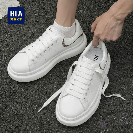 海澜之家男鞋2026新款透气休闲运动板鞋青少年厚底增高真皮小白鞋