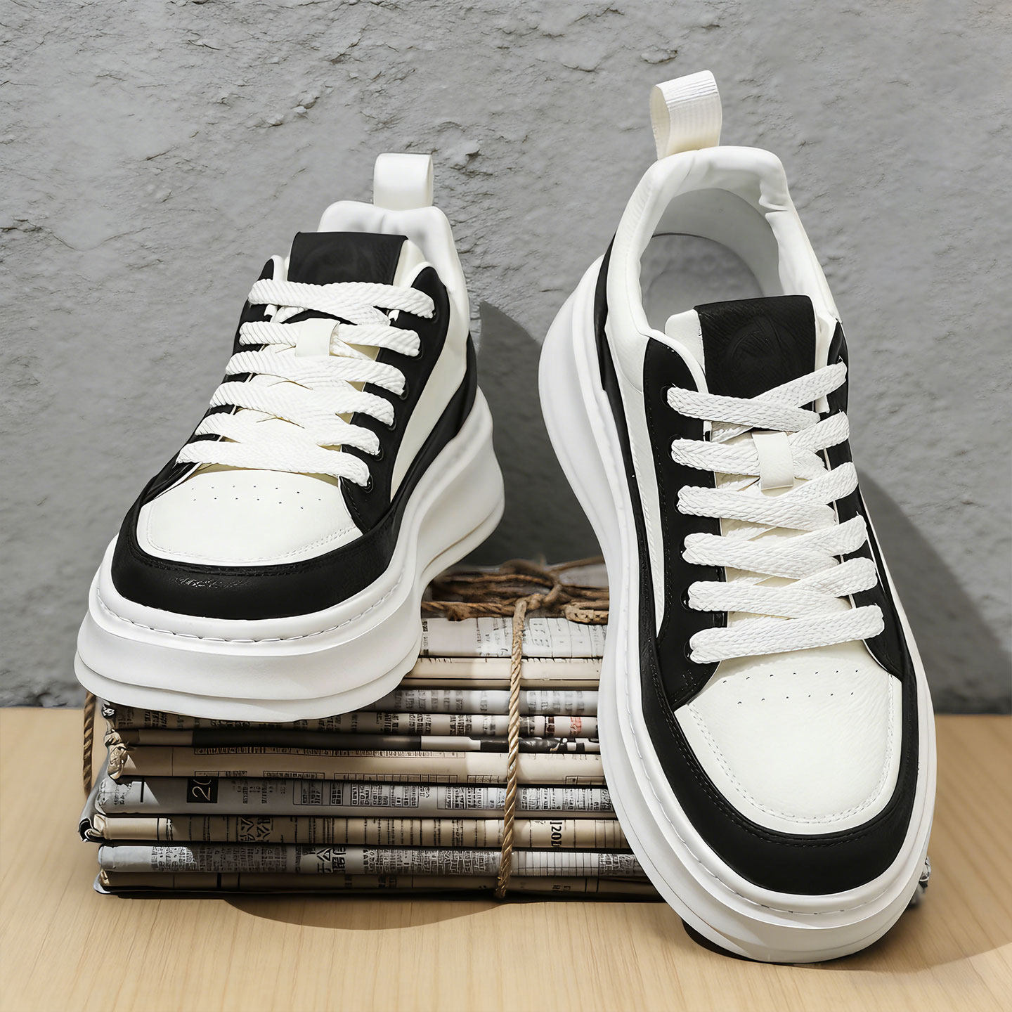 黑白板鞋男款2026新款鞋子男潮鞋百搭男士防滑厚底运动休闲小白鞋主图