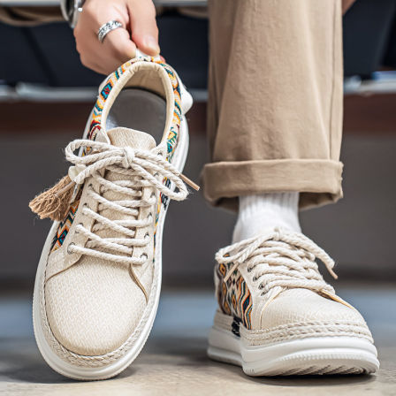 帆布男鞋2026新款夏季透气休闲高级感小白板鞋增高运动年轻人布鞋