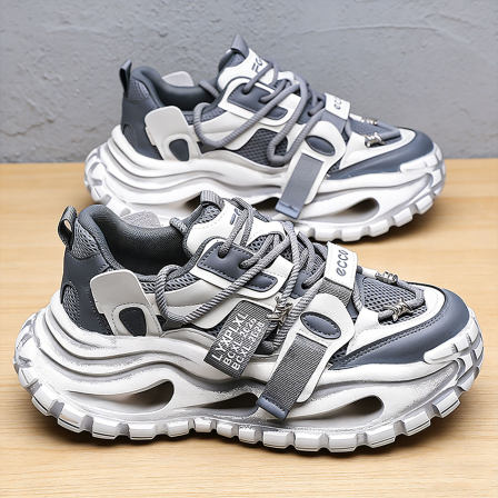 鞋子男鞋青少年增高轮胎鞋耐磨厚底男生潮流百搭夏透气做旧老爹鞋