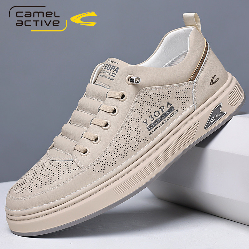 德国骆驼动感男鞋春夏时尚百搭休闲板鞋男防滑软底透气镂空小白鞋主图