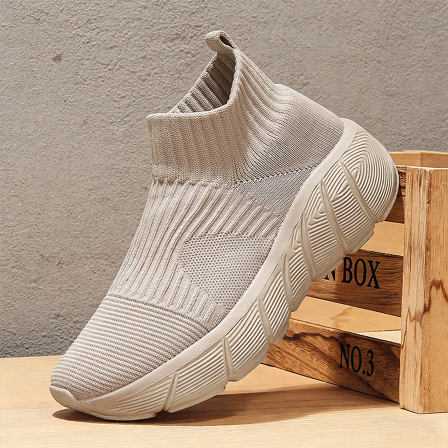 夏天透气男士鞋子厚底踩屎感一脚蹬网面鞋男防臭大尺码46飞织袜子鞋