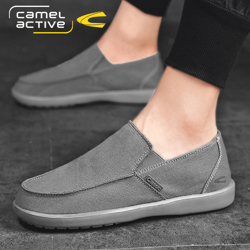 德国骆驼动感帆布鞋男士软底一脚蹬乐福驾车鞋户外软底老北京布鞋主图