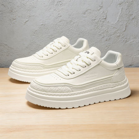 男生鞋子2026新款夏季透气百搭厚底小白鞋增高青少年白色休闲板鞋
