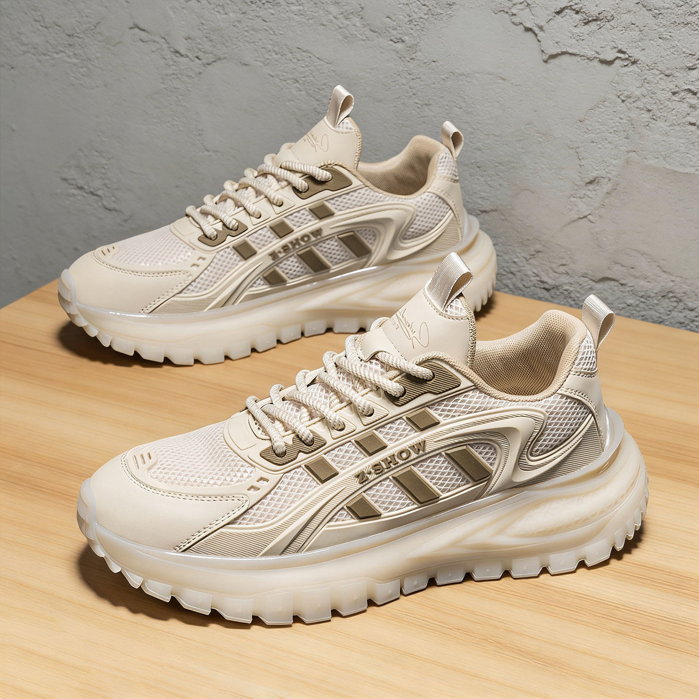 男鞋夏透气爆米花厚底增高网面老爹鞋男款初中学生防臭薄款运动鞋主图