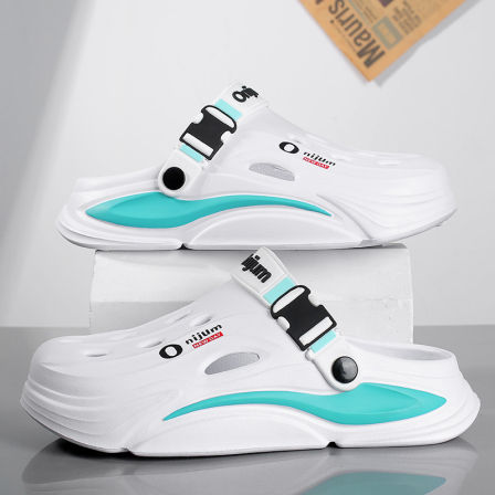 包头半拖鞋男夏季外穿防滑厚底增高洞洞鞋青少年两用运动沙滩凉鞋