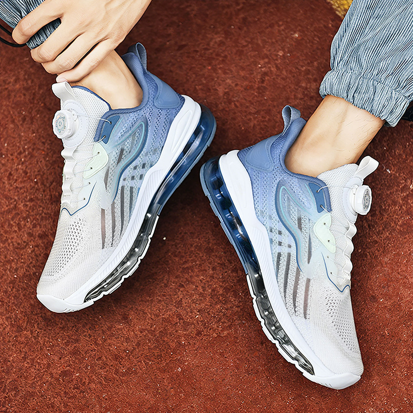 夏季青少年男鞋48大尺码47网面运动鞋男童旋转扣46减震全掌气垫跑鞋主图