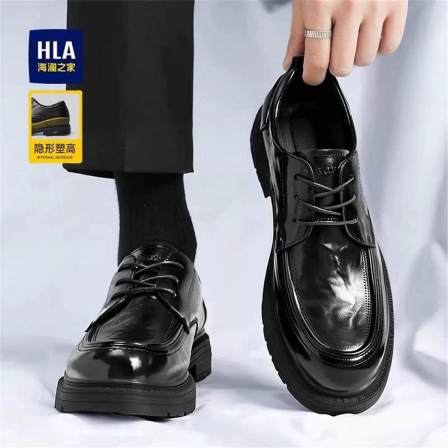 海澜之家年轻人男鞋商务正装真皮鞋西装内增高8cm6新郎结婚德比鞋