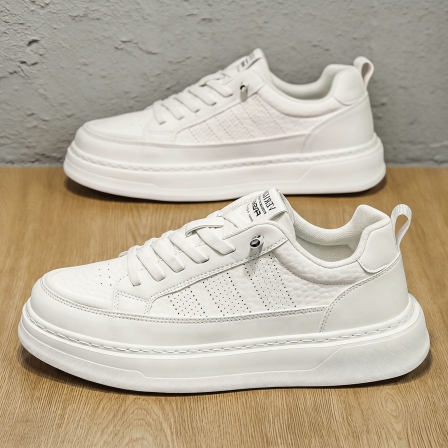 小白鞋男款鞋子男潮鞋百搭夏季冲孔透气男士板鞋2026新款增高鞋男