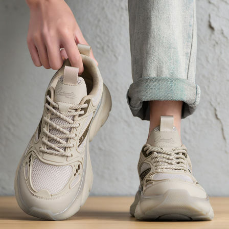 青少年男网面运动鞋防滑夏季透气男士鞋子耐磨厚底增高老爹鞋男款