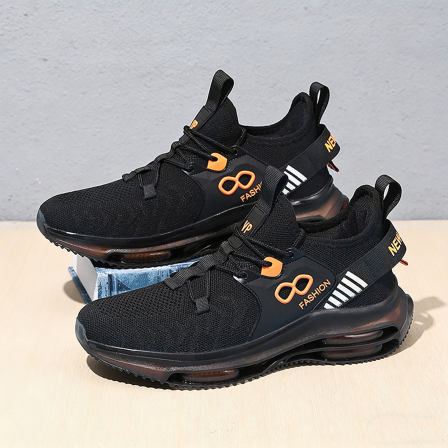 气垫跑鞋青少年夏季透气网鞋大尺码47专业减震男生防臭黑色运动鞋