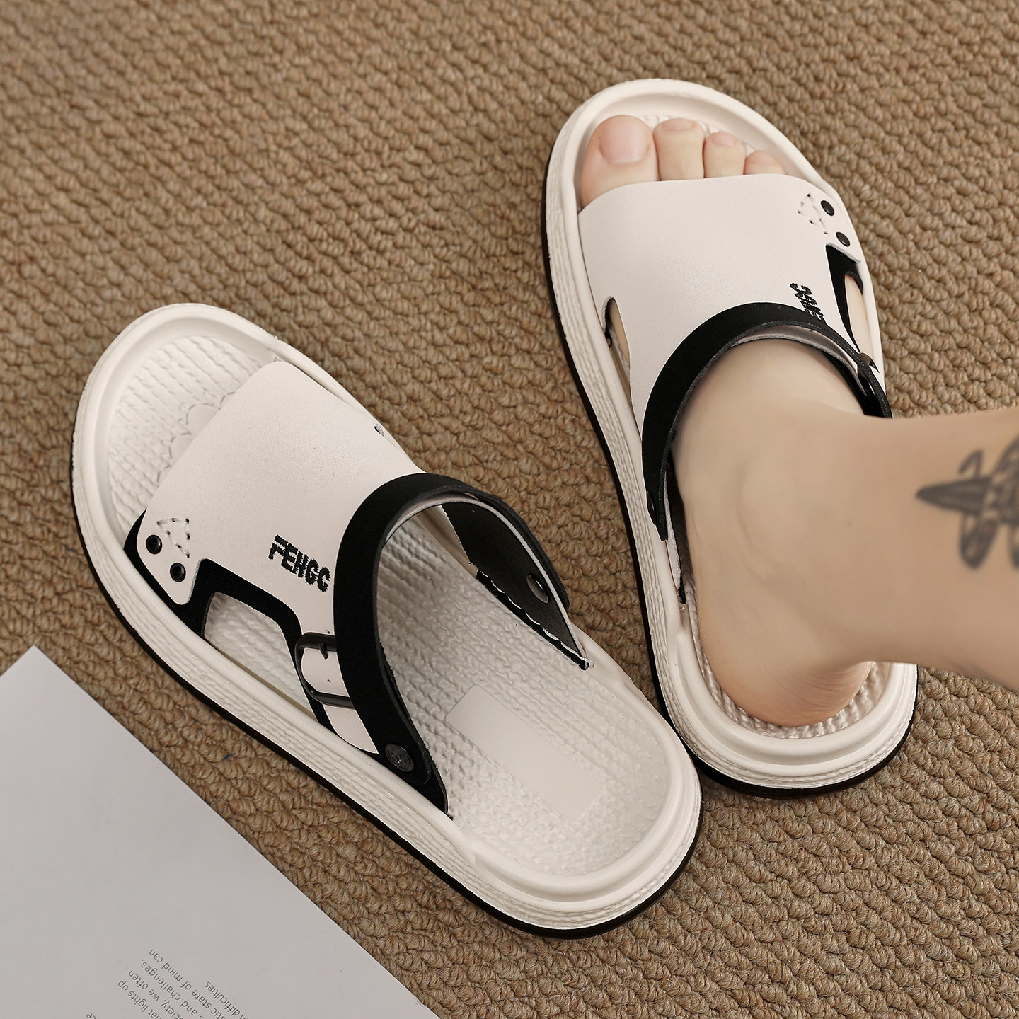 拖鞋男款夏季潮牌外穿防滑耐磨软底凉拖鞋男士户外运动休闲沙滩凉鞋主图