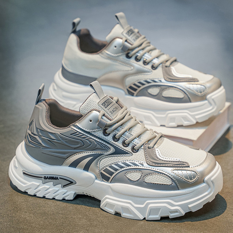 男鞋夏季潮牌高级感百搭青少年跑步防滑运动休闲厚底内增高老爹鞋主图