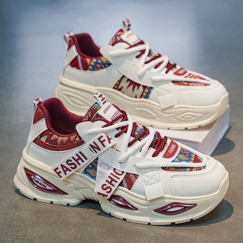 网红爆款男鞋夏季透气运动学生跑步休闲小白厚底增高老爹百搭潮鞋主图