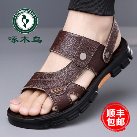 啄木鸟夏季新款凉鞋男休闲外穿沙滩鞋男乳胶软底两用防滑凉拖鞋鞋男