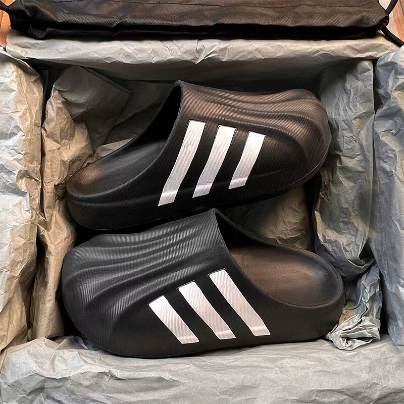 黑色贝壳头半拖鞋男女2026新款外穿洞洞鞋厚底运动包头沙滩一脚蹬主图