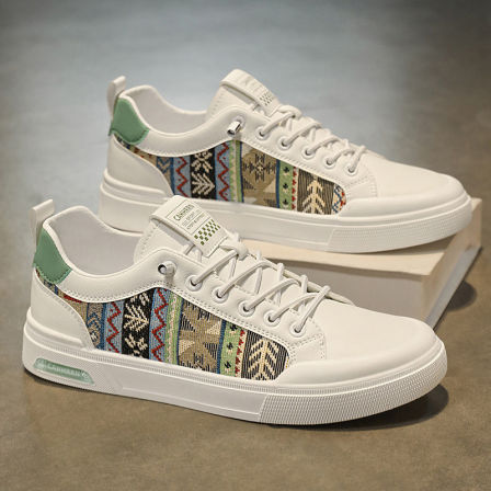 一脚蹬男鞋夏季透气刺绣印花国潮帆布鞋男士百搭防滑休闲平底板鞋