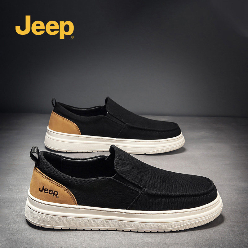 jeep吉普帆布鞋男款休闲百搭透气平底一脚蹬套脚老北京布鞋驾车鞋主图