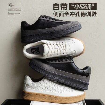 MRA厚底德训鞋男2026新款春夏季小白鞋复古冲孔透气百搭休闲板鞋