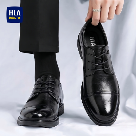 海澜之家男鞋商务正装真皮鞋西装三接头牛津鞋黑色爸爸结婚德比鞋