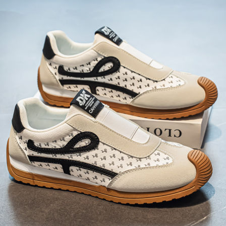 阿甘男鞋春季皮面软底防滑运动板鞋男生小众潮流百搭低帮休闲潮鞋