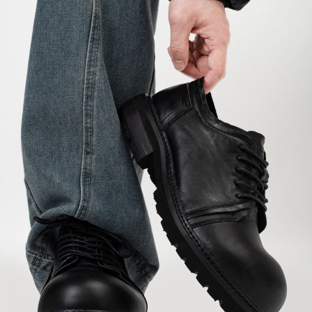 厚底翘头德比鞋男潮头层牛皮褶皱通勤休闲皮鞋cleanfit增高大头鞋