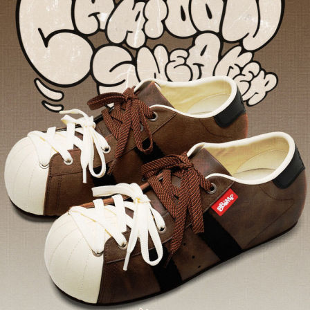 BBIMP复古暗影摩卡贝壳发夹通板鞋男鞋休闲新款日常增高平底鞋女