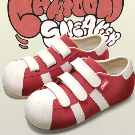 【孙恩盛同款】BBIMP红色贝壳头卡通板鞋男鞋子魔术贴潮鞋休闲鞋