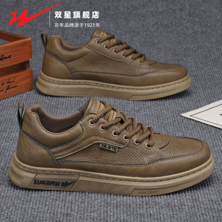 双星男鞋2026新款春季男士英伦风潮流百搭皮鞋工作开车休闲平板鞋