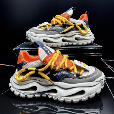 超火爆款老爹鞋男2026春季新款透气运动鞋增高厚底时尚拼色休闲鞋