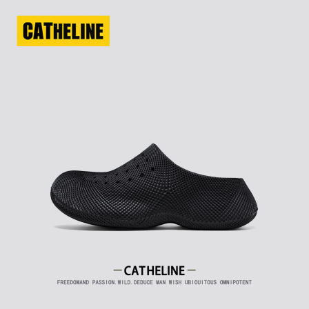 美国CAT.HELINE黑色高级拖鞋男士夏季外穿运动厚底包头洞洞鞋男款