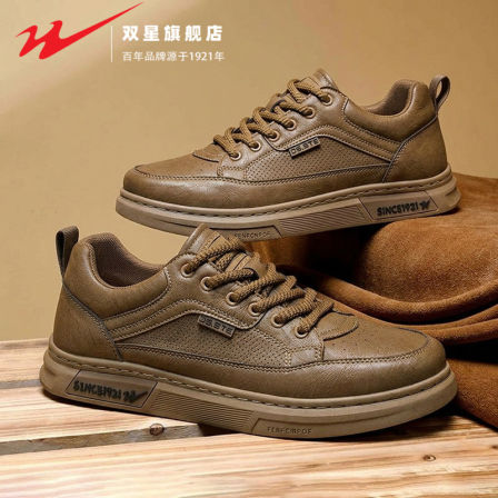 双星工装男鞋春季2026新款男士休闲皮鞋复古运动板鞋开车工作潮鞋