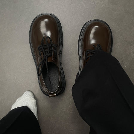 cleanfit巴黎米奇德比鞋男高级亮面棕色英伦厚底增高通勤休闲皮鞋