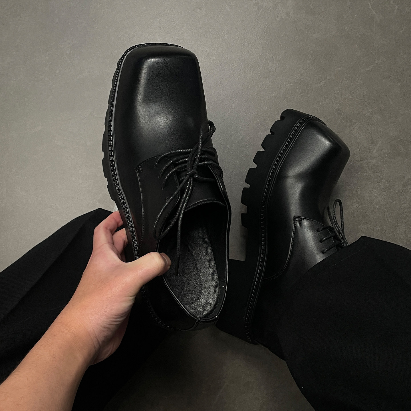 方头德比鞋男士厚底增高通勤2026新款黑色百搭舒适潮流休闲皮鞋潮主图